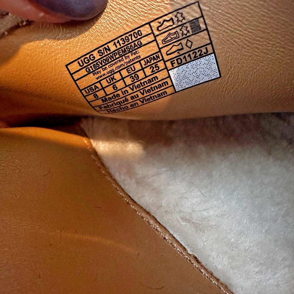 UGG Beige Leather Mules with Wooden Heel - Picture 5 of 5